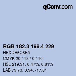 カラーコード: RGB 182.3 198.4 229 | qconv.com