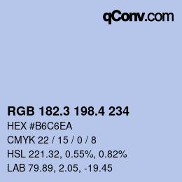 カラーコード: RGB 182.3 198.4 234 | qconv.com