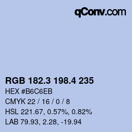 カラーコード: RGB 182.3 198.4 235 | qconv.com