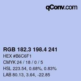 カラーコード: RGB 182.3 198.4 241 | qconv.com