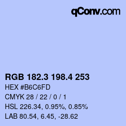 カラーコード: RGB 182.3 198.4 253 | qconv.com