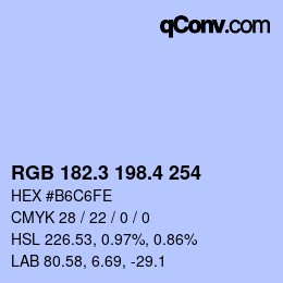 カラーコード: RGB 182.3 198.4 254 | qconv.com