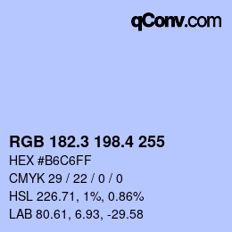 カラーコード: RGB 182.3 198.4 255 | qconv.com