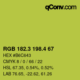 カラーコード: RGB 182.3 198.4 67 | qconv.com