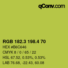 カラーコード: RGB 182.3 198.4 70 | qconv.com