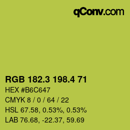 カラーコード: RGB 182.3 198.4 71 | qconv.com