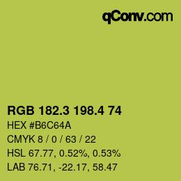 カラーコード: RGB 182.3 198.4 74 | qconv.com
