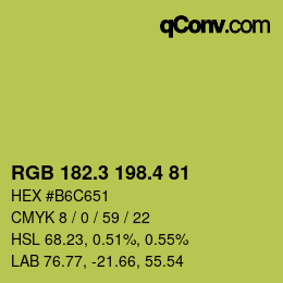 カラーコード: RGB 182.3 198.4 81 | qconv.com