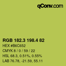 カラーコード: RGB 182.3 198.4 82 | qconv.com