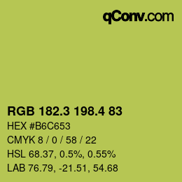 カラーコード: RGB 182.3 198.4 83 | qconv.com