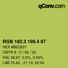 カラーコード: RGB 182.3 198.4 87 | qconv.com