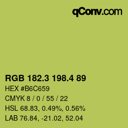 カラーコード: RGB 182.3 198.4 89 | qconv.com