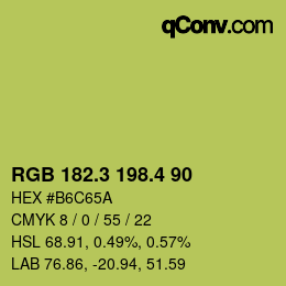 カラーコード: RGB 182.3 198.4 90 | qconv.com