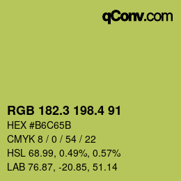 カラーコード: RGB 182.3 198.4 91 | qconv.com