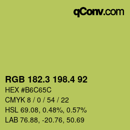 カラーコード: RGB 182.3 198.4 92 | qconv.com