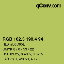カラーコード: RGB 182.3 198.4 94 | qconv.com