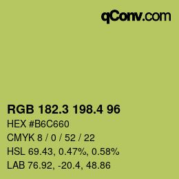 カラーコード: RGB 182.3 198.4 96 | qconv.com