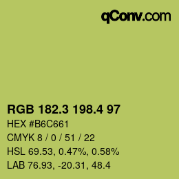 カラーコード: RGB 182.3 198.4 97 | qconv.com