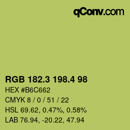 カラーコード: RGB 182.3 198.4 98 | qconv.com