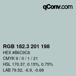 カラーコード: RGB 182.3 201 198 | qconv.com