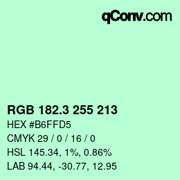 カラーコード: RGB 182.3 255 213 | qconv.com