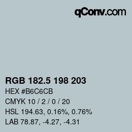 Color code: RGB 182.5 198 203 | qconv.com