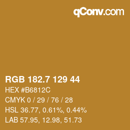 カラーコード: RGB 182.7 129 44 | qconv.com