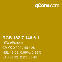 カラーコード: RGB 182.7 146.6 1 | qconv.com