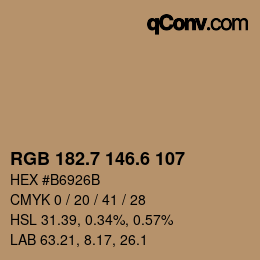 カラーコード: RGB 182.7 146.6 107 | qconv.com