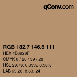カラーコード: RGB 182.7 146.6 111 | qconv.com