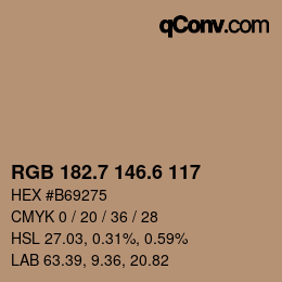 カラーコード: RGB 182.7 146.6 117 | qconv.com