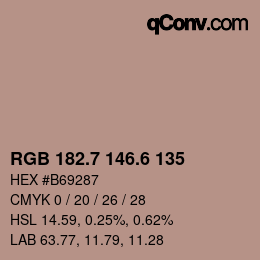 カラーコード: RGB 182.7 146.6 135 | qconv.com