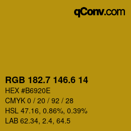 カラーコード: RGB 182.7 146.6 14 | qconv.com