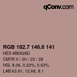 カラーコード: RGB 182.7 146.6 141 | qconv.com