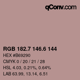 カラーコード: RGB 182.7 146.6 144 | qconv.com