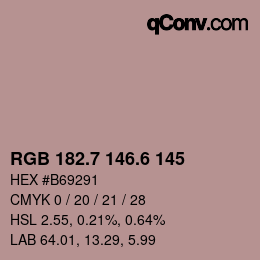 カラーコード: RGB 182.7 146.6 145 | qconv.com