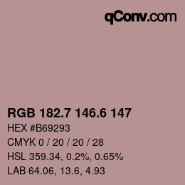 カラーコード: RGB 182.7 146.6 147 | qconv.com