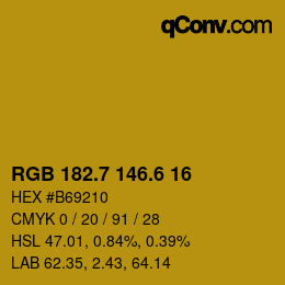 カラーコード: RGB 182.7 146.6 16 | qconv.com