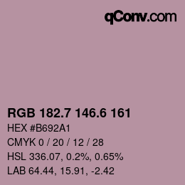 カラーコード: RGB 182.7 146.6 161 | qconv.com