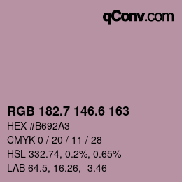 カラーコード: RGB 182.7 146.6 163 | qconv.com