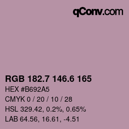 カラーコード: RGB 182.7 146.6 165 | qconv.com