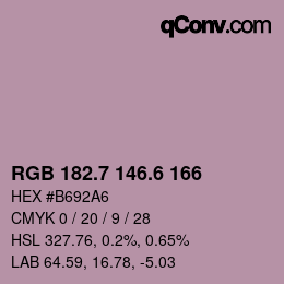 カラーコード: RGB 182.7 146.6 166 | qconv.com