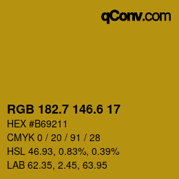 カラーコード: RGB 182.7 146.6 17 | qconv.com