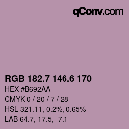 カラーコード: RGB 182.7 146.6 170 | qconv.com