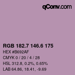 カラーコード: RGB 182.7 146.6 175 | qconv.com