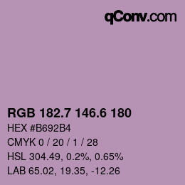 カラーコード: RGB 182.7 146.6 180 | qconv.com