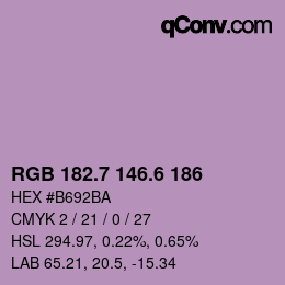 カラーコード: RGB 182.7 146.6 186 | qconv.com