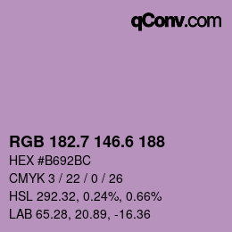 カラーコード: RGB 182.7 146.6 188 | qconv.com