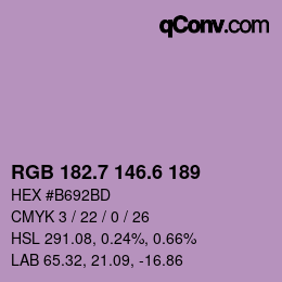 カラーコード: RGB 182.7 146.6 189 | qconv.com