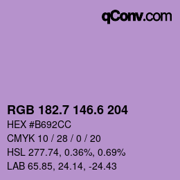 カラーコード: RGB 182.7 146.6 204 | qconv.com
